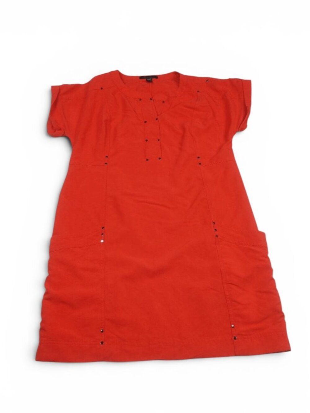 Kenneth Cole Short Sleeve Tunic Dress Red Studded Stretch Comfort Pullover M